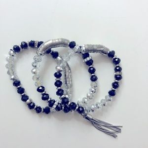 Black and Silver Stretch Bracelets